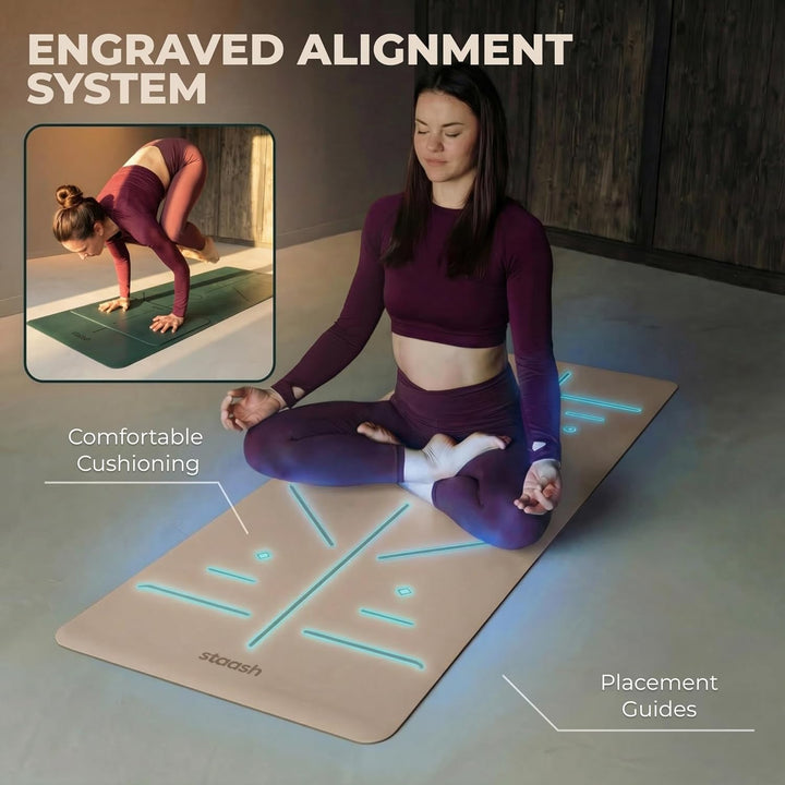 STAASH Premium Yogamatte Set – Rutschfest aus PU & Naturkautschuk (4,5mm) – Inkl. Yoga Handtuch, Gur