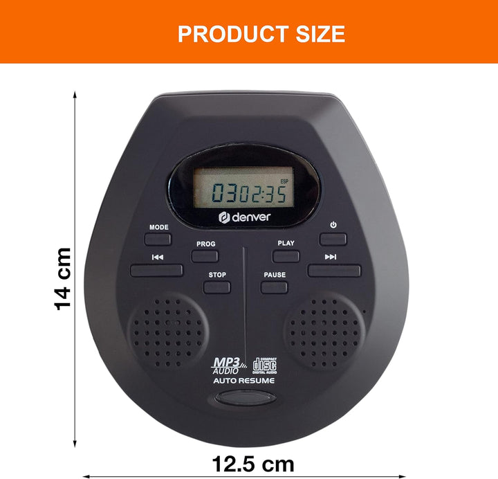 Denver DMP-395B Tragbarer CD-Player CD, CD-R, CD-RW, MP3 Inkl. Lautsprecherbox Schwarz, Schwarz