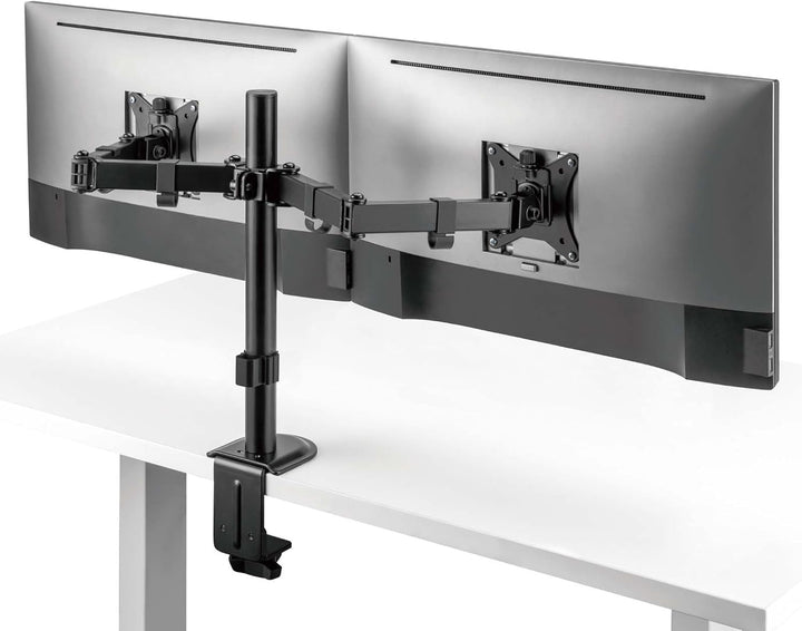 Wiltec Monitorhalterung für Zwei Monitore bis 32 Zoll Bildschirmhalterung Tischklemme VESA 75/100 bi