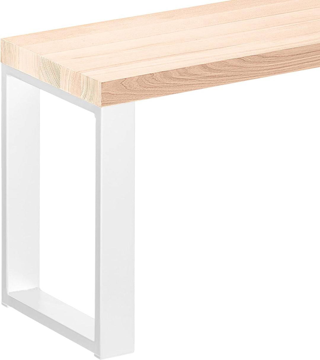 LAMO Manufaktur Sitzbank Esszimmer Holzbank 30x140x47 cm, Möbelfüsse Simple Weiss/Roh, LSB-01-A-001-