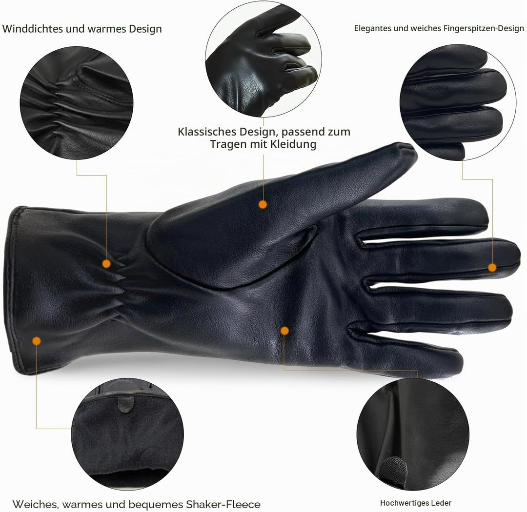 Damen Leder Handschuhe echtes Lammleder und mit Kaschmir Wolle gefütterte warme Winter Handschuhe Me