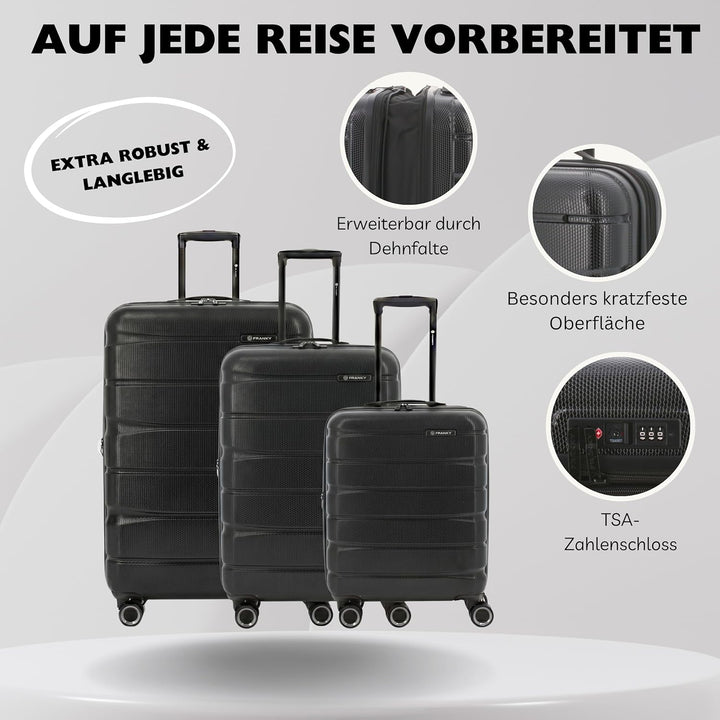 Franky Koffer Trolley | 360° Rollen | Hohe Stabilität | TSA-Schloss | Grössen: S/M/L | in vielen Far