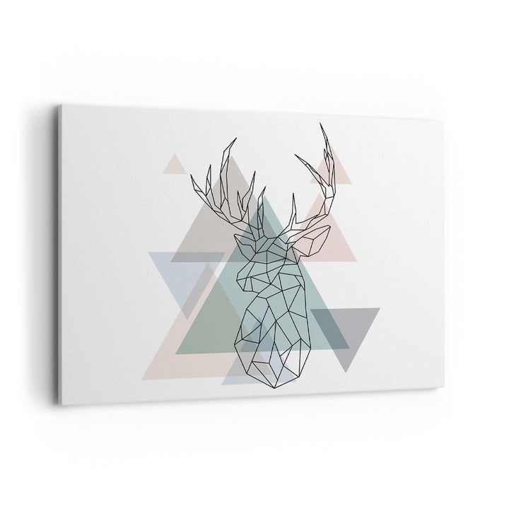 Bilder auf Leinwand 100x70cm Leinwandbild mit Rahmen Hirsch Abstraktion Gross Wanddeko Bild Schlafzi