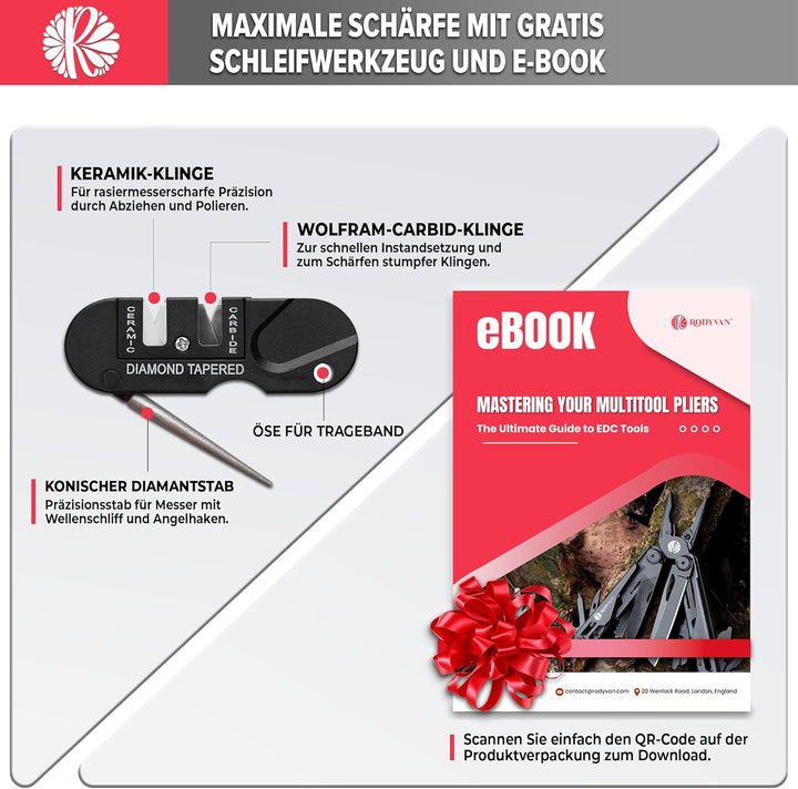 Multitools, 19 in 1 Edelstahl Multi Tool Zange mit Spitzer Schraubendreher Set Flaschenöffner Surviv