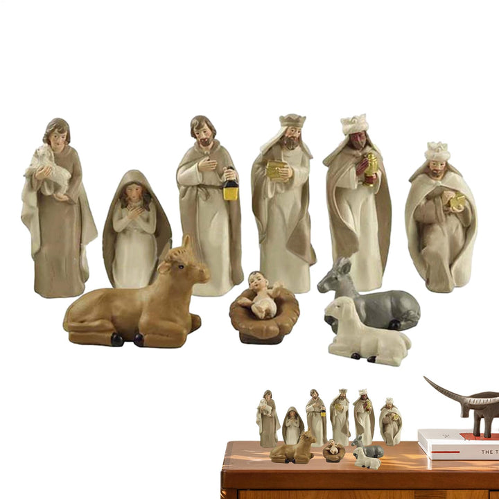 Generisch Krippenfiguren - Kunstharz Krippenszene Dekoration,Weihnachtliche Tischdekoration Figuren