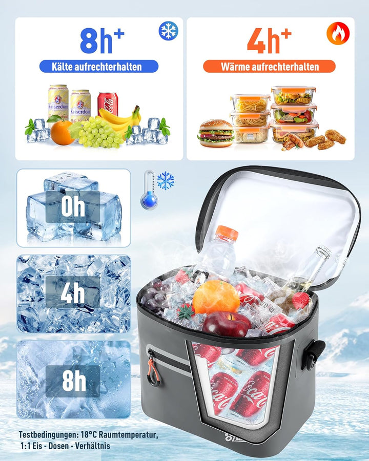 Kühltasche 7/14/24L - Isoliert & Wasserdicht | Tragbare Mini-Kühltasche mit Thermo-Iso-Schicht | Lei