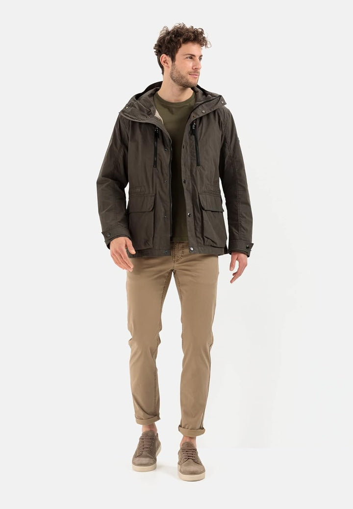 camel active Herren Multi-Pocket Jacke mit Kapuze 48 Oliv Braun, 48 Oliv Braun
