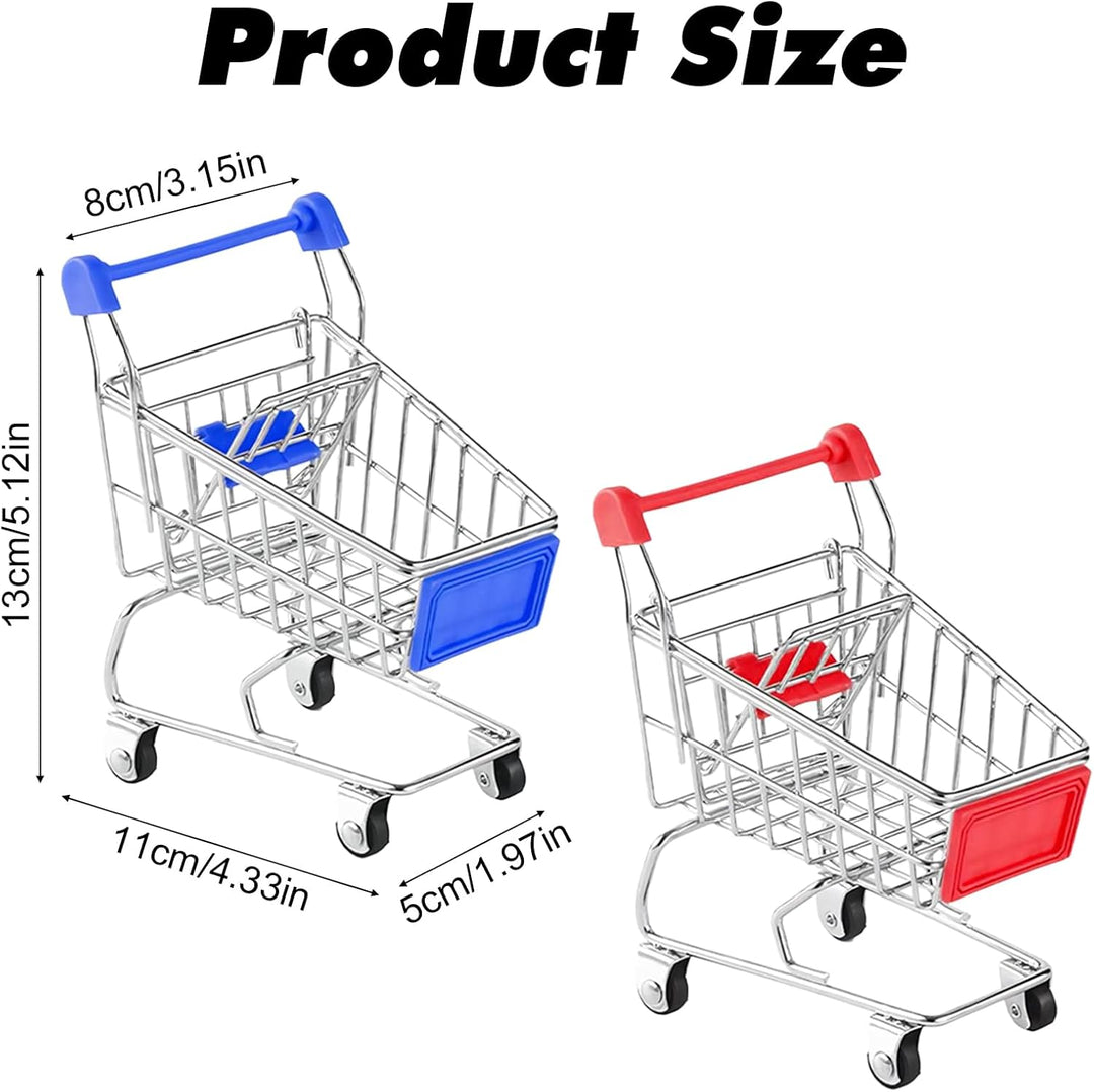 2 Stück Mini Einkaufswagen, Supermarkt Handwagen für Kinder und Erwachsene - Tischdekoration Make-up