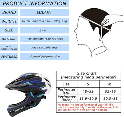 EULANT Fahrradhelm mit Kinnschutz für Jugendliche,Kinder Fullface Helm,BMX helme Jungen,Downhill Hel