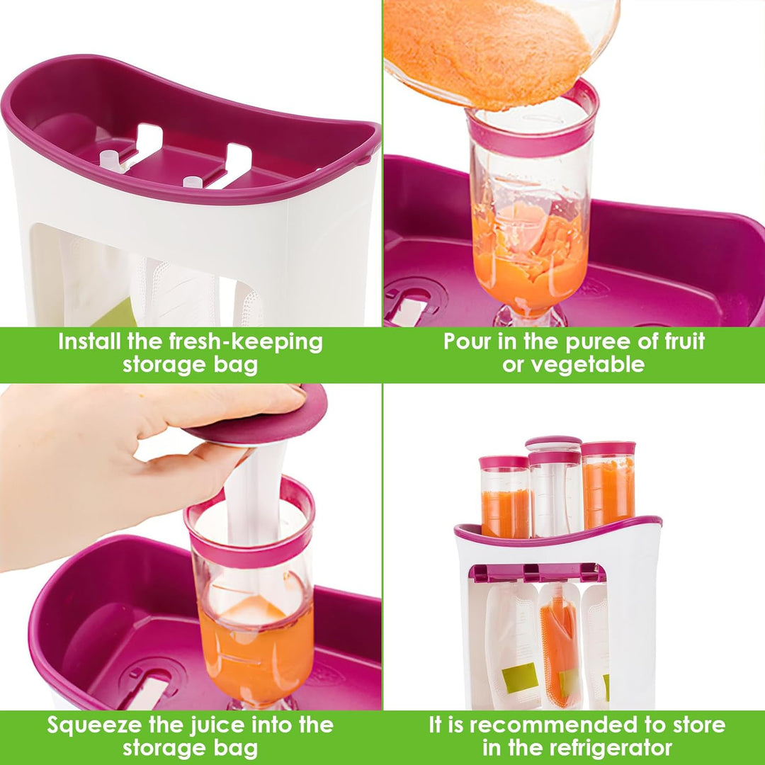 Infantino Squeeze Station,Quetschstation für Babynahrung mit 10 Quetschbeutel,Baby Lebensmittel BPA