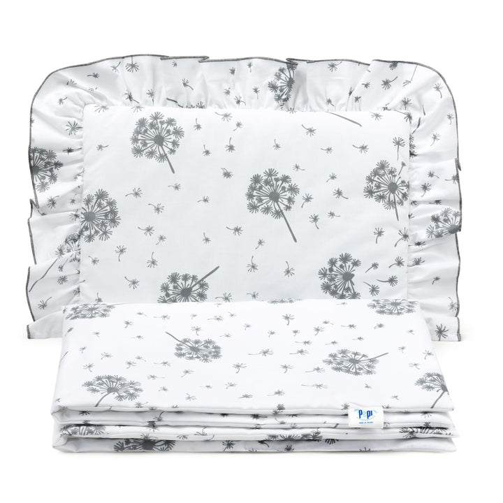 Pepi - Bettwäsche Weiss Rüschen - Kissen 30×40 und Bettdecke mit Füllung 75×100 - Musselin Bettwäsch