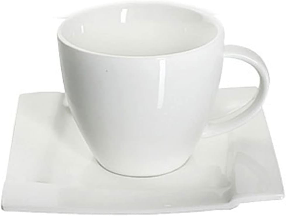 AMBITION Kaffeeservice Kaffee Set Porzellan Eckig Weiss Tassen Untertasse Kubiko 12 Tlg.