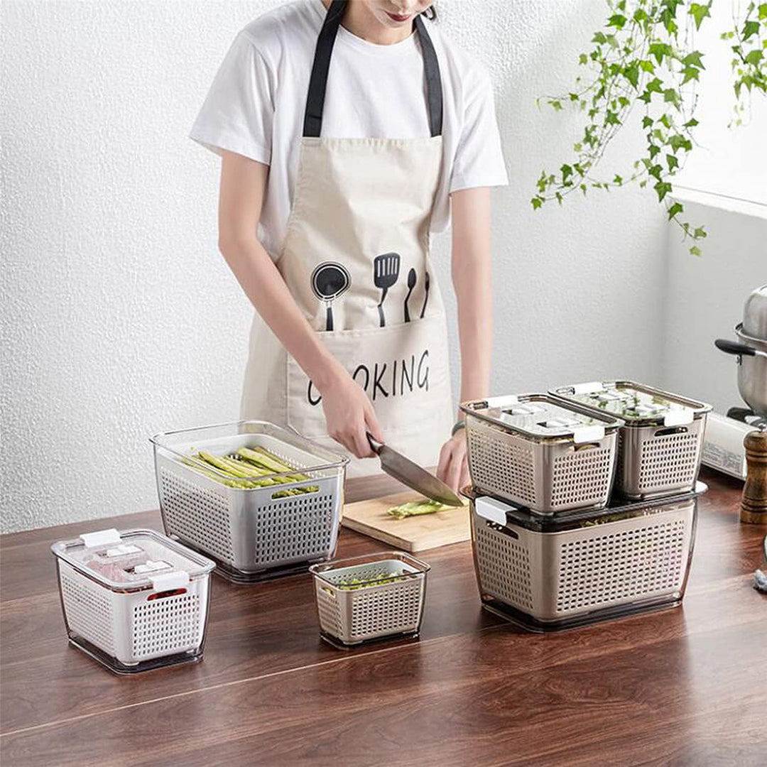 Spesh Frischhaltedosen Set Kühlschrank Organizer Vorratsdosen 3er-Set (0,5L+1,7L+4,5L) Kunststoff Kü