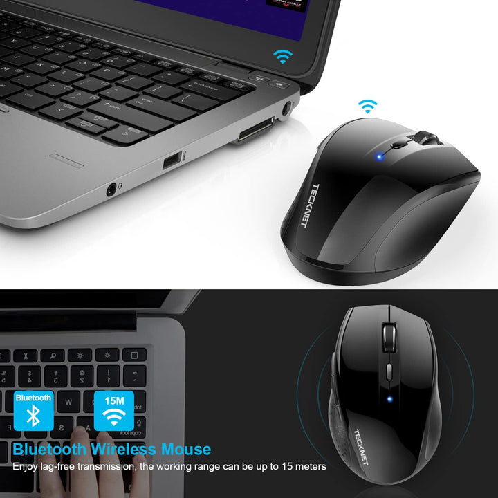 TECKNET Bluetooth Maus, 3200 DPI Kabellose , 24 Monate Batterielebensdauer, Mouse 6 Verstellbare Lev