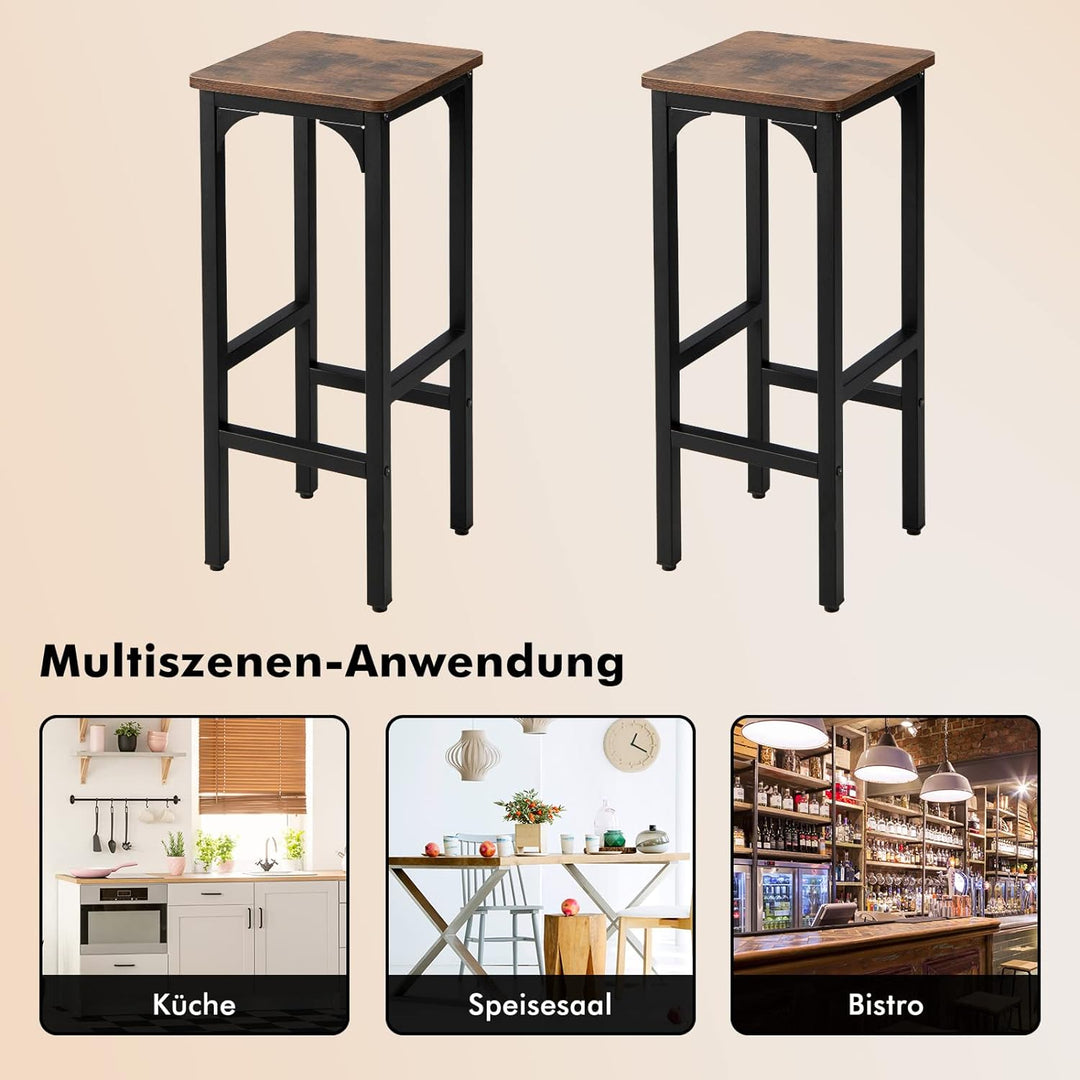 GOPLUS 2er Set Barhocker, Barstühle Vintage mit Metallrahmen, Küchenstühle Bistrohocker für Küche, B