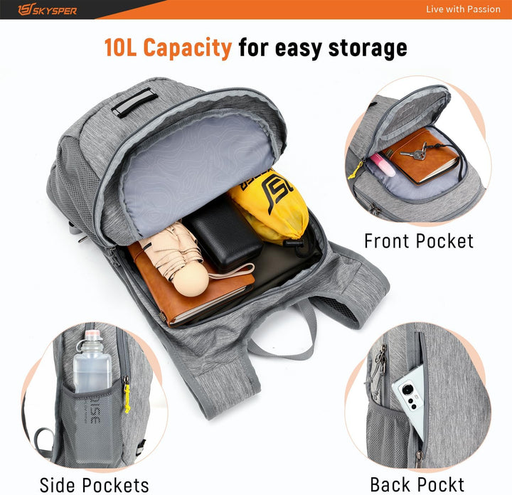 SKYSPER Faltbarer Rucksack 10L Ultraleicht Tagesrucksack Daypack Wanderrucksack Klein Outdoorrucksac