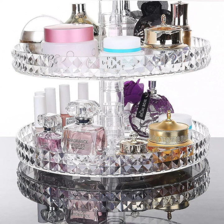 TRIXES Bilden-Organizer - 360 Grad Kosmetik Organiser - 3-stöckiger, klarer Acrylständer - Drehbares