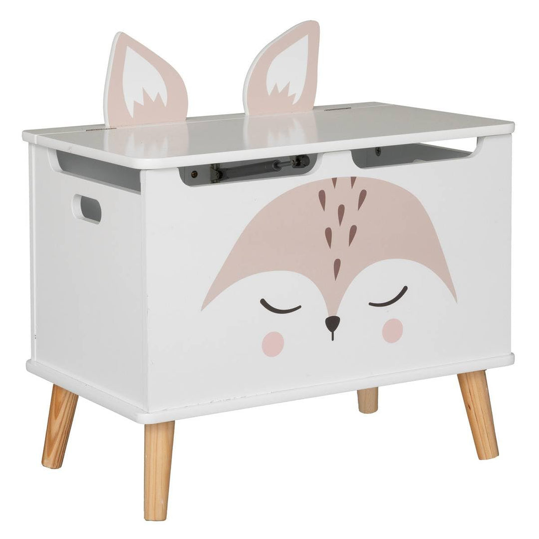 Atmosphera - Kindertruhe Fuchs - Holz und Kiefer - weiss - 53x54-5 cm. - Weiss