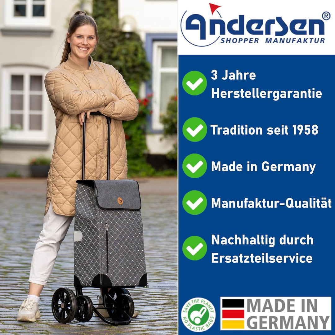 Andersen Einkaufstrolley - klappbar - 54 Liter - 4 Räder - höhenverstellbar - belastbar 50 kg - Stah