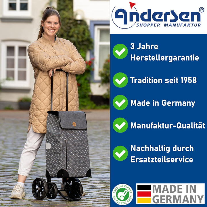 Andersen Einkaufstrolley - klappbar - 54 Liter - 4 Räder - höhenverstellbar - belastbar 50 kg - Stah