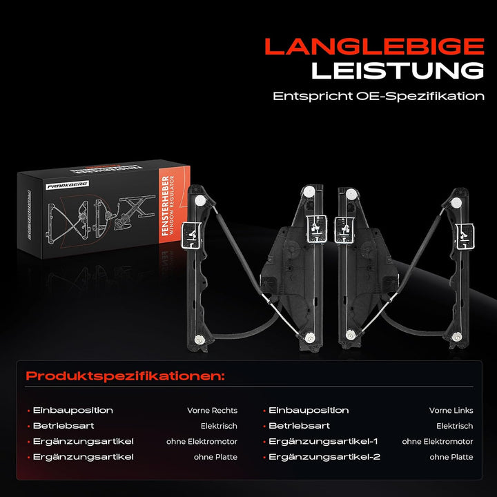 Frankberg 2x Fensterheber Fensterhebermechanik Vorne 9828130780, 9828130680 | Kompatibel mit II UC U