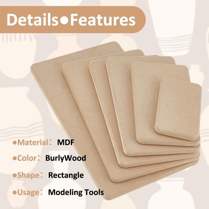 SUPERFINDINGS 6 Stück 6 Grösse Töpferformen Tiefe Rechteck MDF Holzplatten Schlumpfformen Für Tonpla