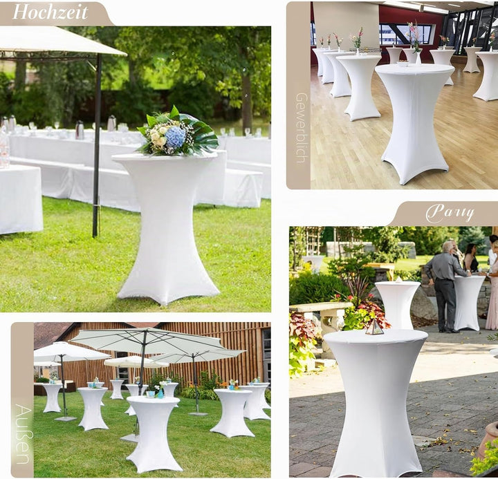 Showgeous 3er-Set Stretch Stehtisch Husse für Bistrotisch Ø 60-65 cm,Hussen Stehtische Weiss 60 cm,V