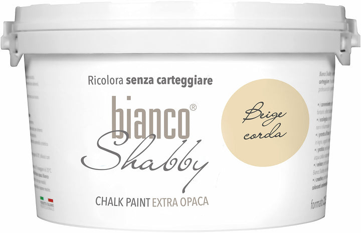bianco Shabby® Beige Corda Kreidefarbe Wasserbasis für Alle Oberflächen einfach zu verarbeiten ohne
