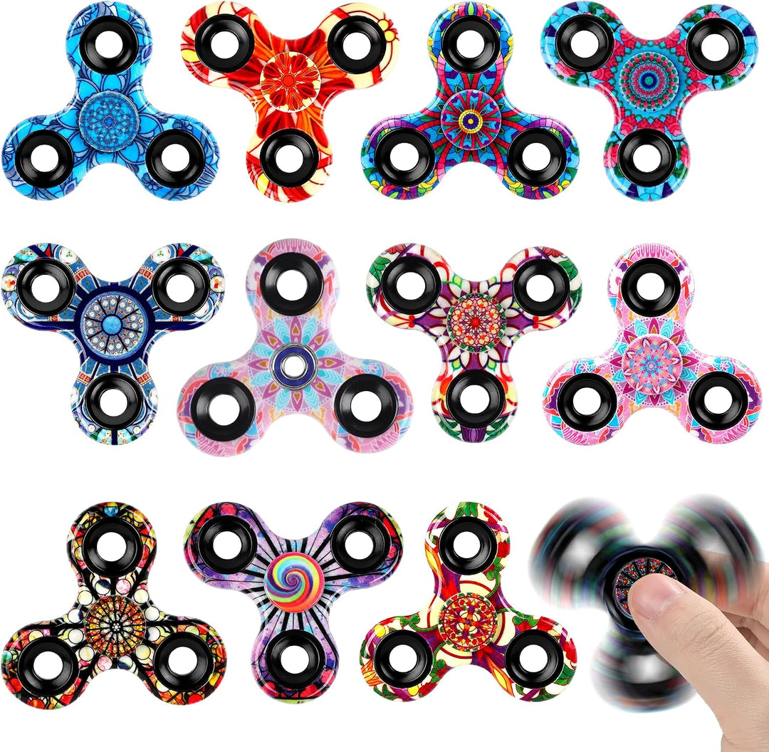 SCIONE [12er-Pack] Fidget Spinner mit Rosetten-Mustern (6,3 cm), High-Speed Fingerkreisel, Mitgebsel