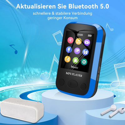 MP3 Player Bluetooth 5.0 Sport-Musik-Player - 32GB MP3-Player mit 1,7-Zoll-TFT-Bildschirm | unterstü