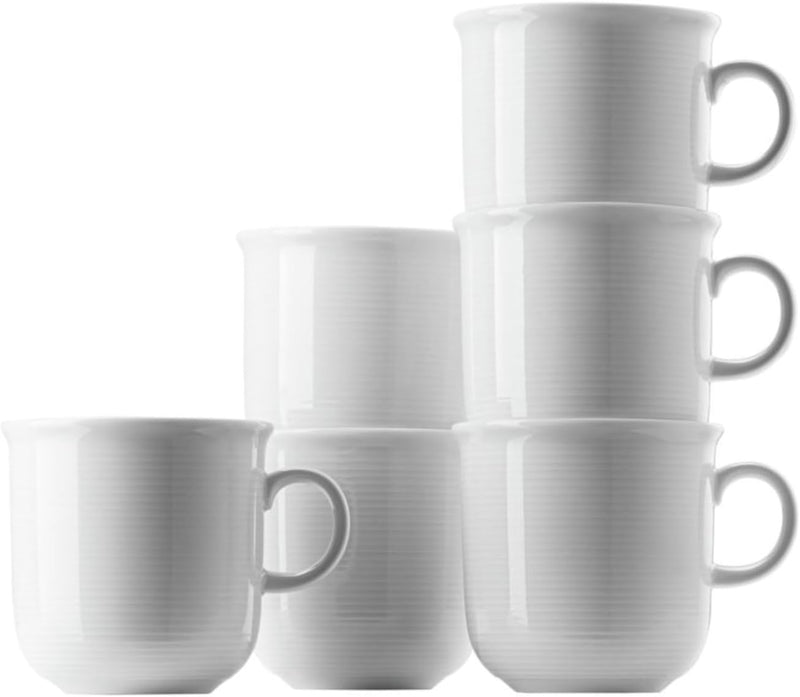 Thomas Trend Weiss - 6 x Porzellan Becher mit Henkel 0,28 l - 11400-800001-15503 - Henkelbecher Mugg