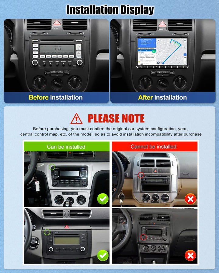 1G+32G CAMECHO Android 13 GPS Autoradio für VW Golf 5 Polo Skoda mit Bluetooth Navi, 9 Zoll Bildschi