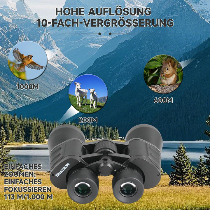 BOSTRON 10x50 kompaktes Porro Fernglas, Doppelfernrohr HD BAK4 Prismen Wasserdicht Nebelresistent Ze