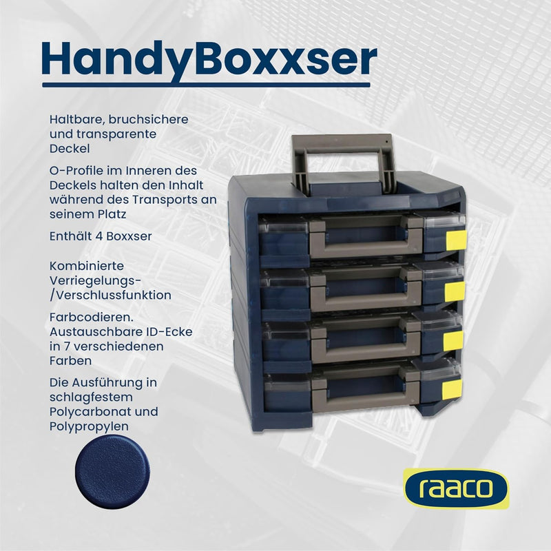 raaco Handyboxxser, bestückt, 4 x 5 x 5 , blau, 137966