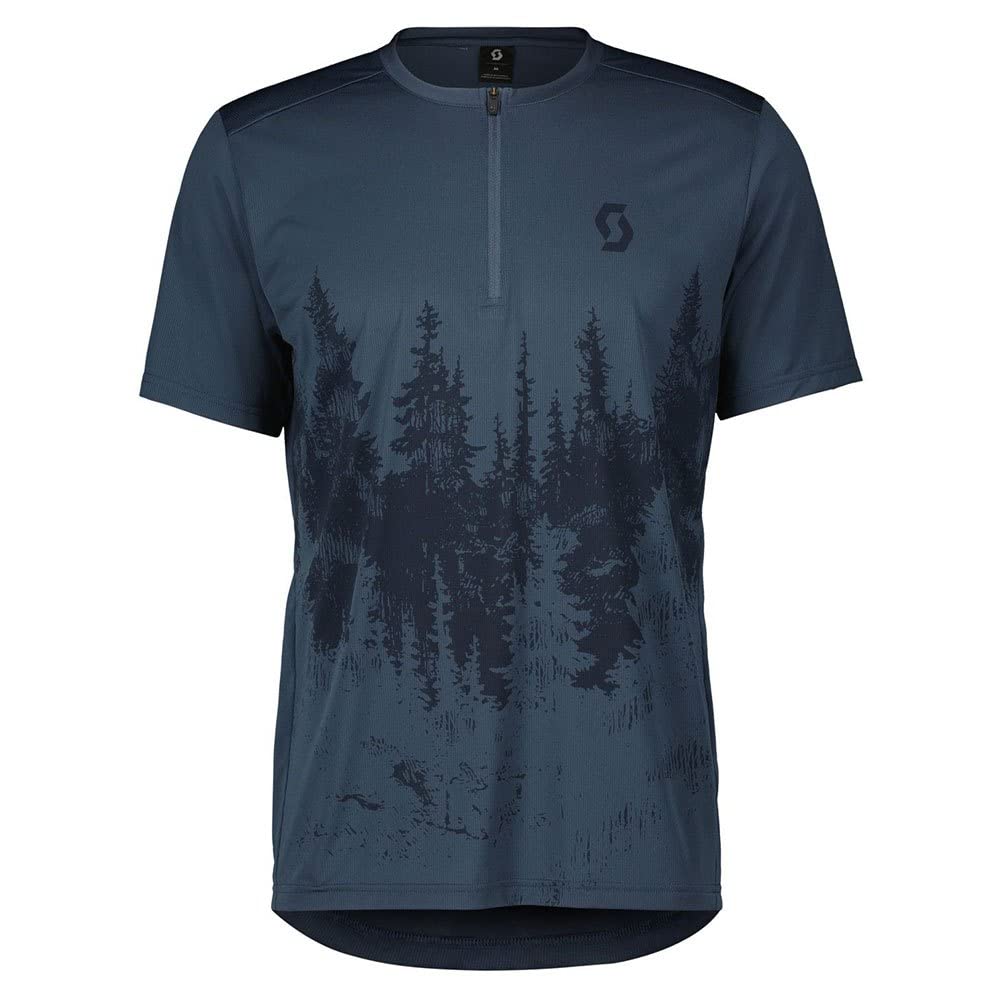 Scott Trail Flow Zip Fahrrad Trikot kurz Metal blau 2023