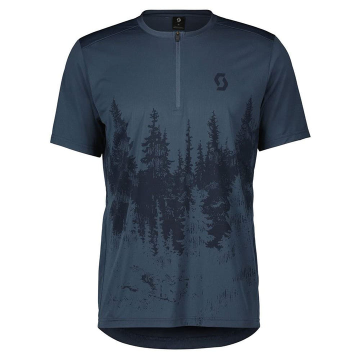 Scott Trail Flow Zip Fahrrad Trikot kurz Metal blau 2023