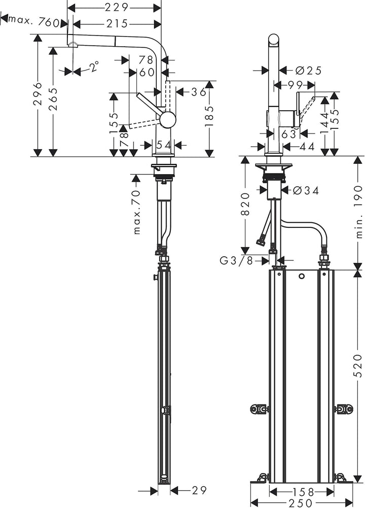 hansgrohe Talis M54 - Küchenarmatur mit Brause ausziehbar, mit Schlauchbox, 1 Stahlart, Wasserhahn K