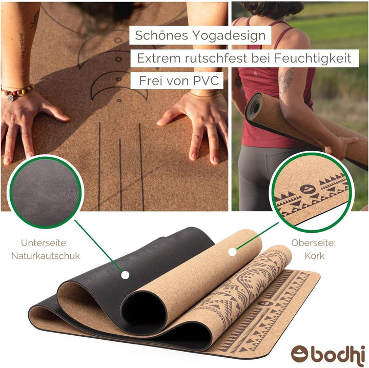 bodhi Yogamatte Kork | 4 mm | 100% Nachhaltig &amp; Ökologisch | Hohe Rutschfestigkeit | Yoga Matte aus