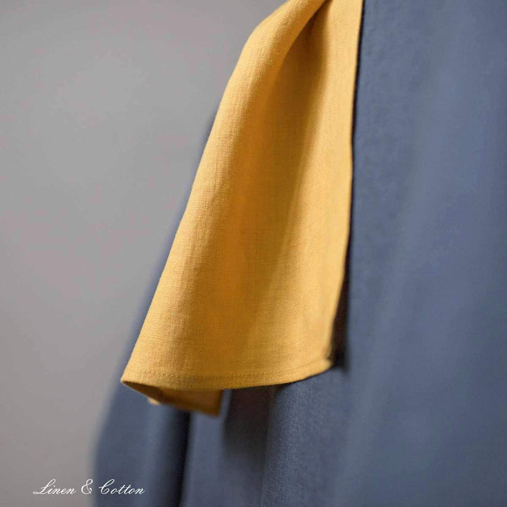 Linen &amp; Cotton Tischläufer Stoff Tischband Tischdeko Hygge 100% Leinen, Senfgelb Gelb (40 x 300 cm)