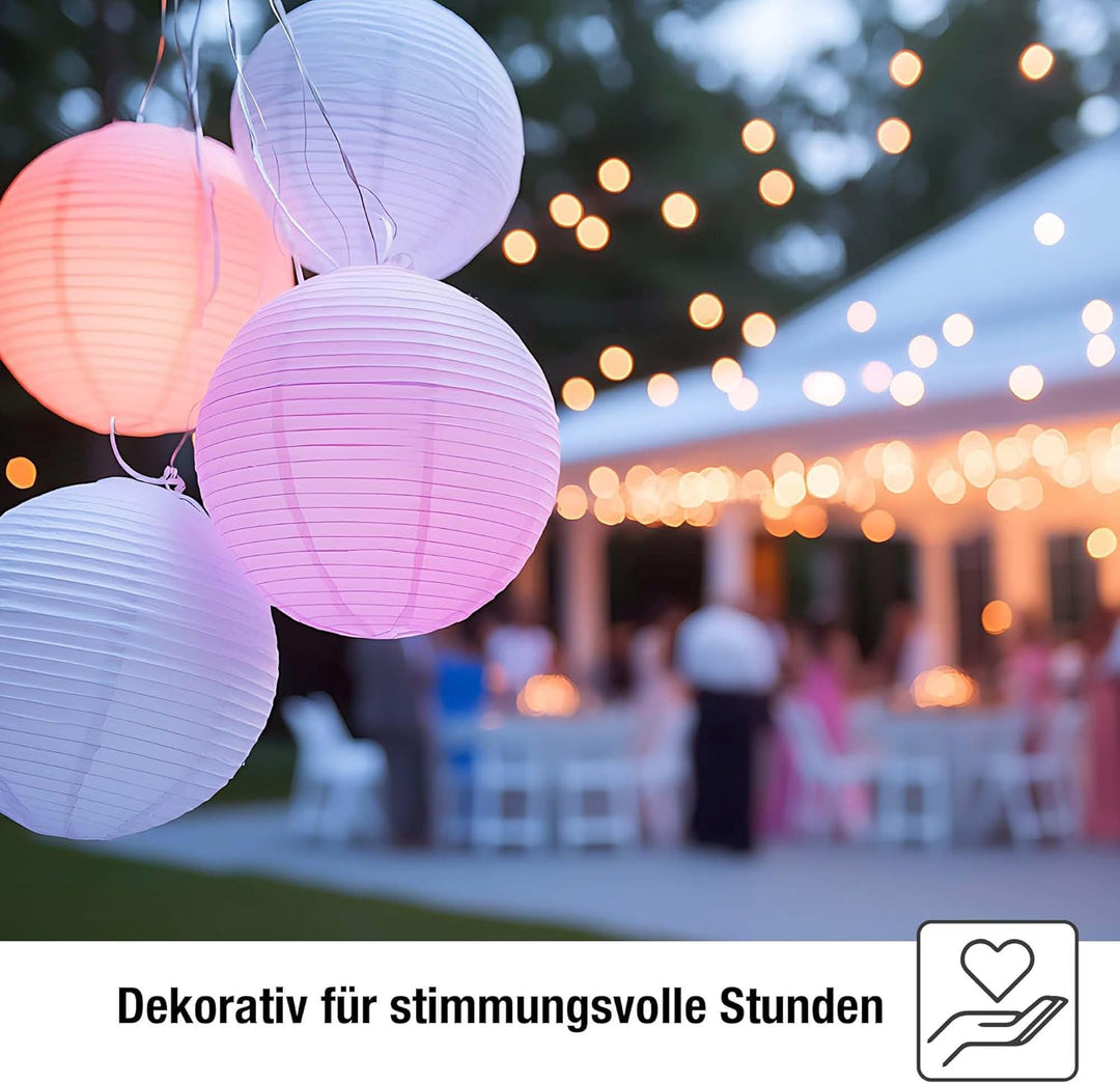 Hellum LED Lampion aussen mit Fernbedienung, weisse Lampions mit bunt LED, 3x30cm wetterfest Lampens