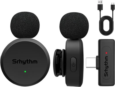 Srhythm M1 2 Pack Kabellose Lavalier-Mikrofone, Ansteckmikrofon, Geräuschminimierung, USB-C-Ausgang,