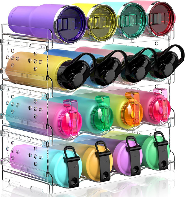 ItMvmt 4 Tier Wasserflasche Veranstalter für Kabinett, stapelbar Wasserflasche Lagerung Rack für Küc