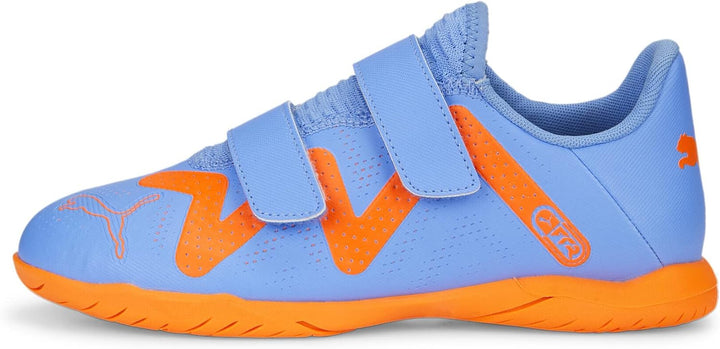 PUMA Unisex Kinder Future Play It V Jr Fussballschuh 31 EU Blue Glimmer Puma Weiss Ultraorange, 31 E