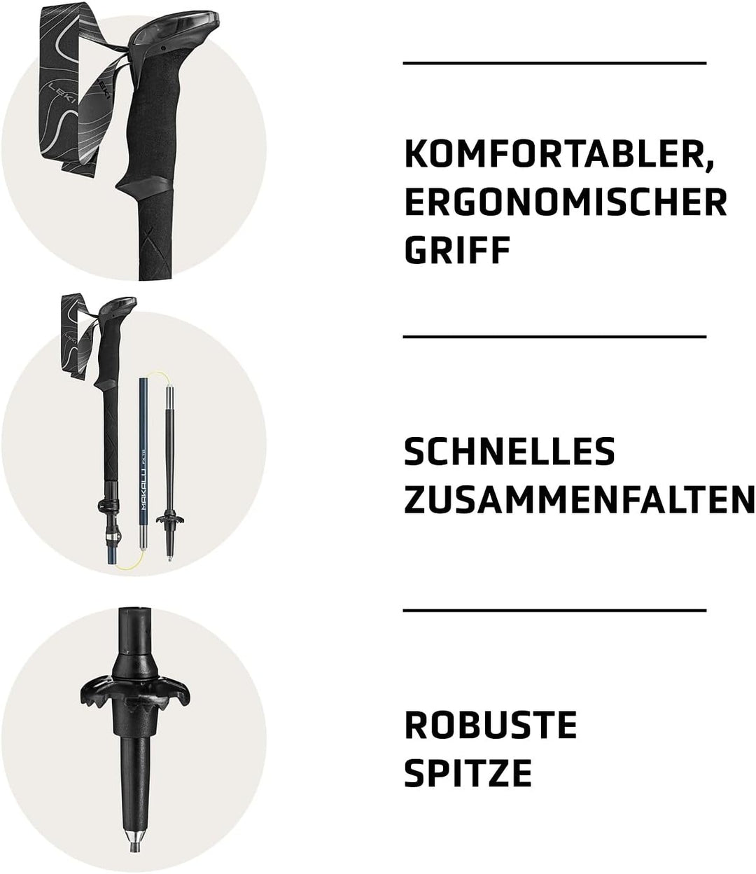 LEKI Makalu FX TA Wanderstöcke Damen & Herren | faltbare Trekkingstöcke aus Aluminium (100-130cm) mi