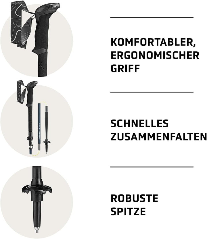 LEKI Makalu FX TA Wanderstöcke Damen & Herren | faltbare Trekkingstöcke aus Aluminium (100-130cm) mi