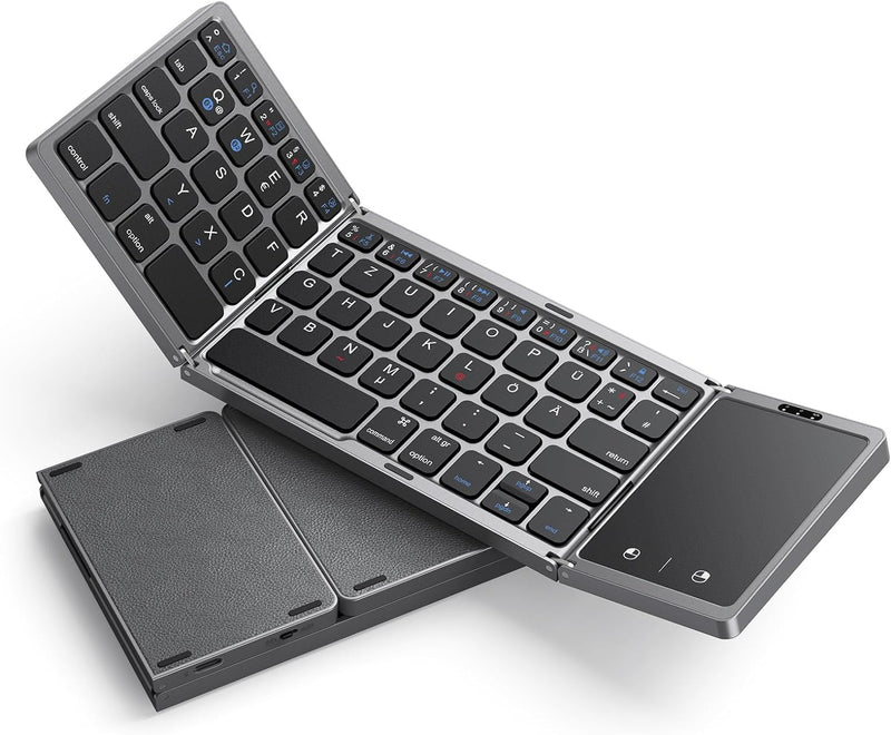 seenda Faltbare Bluetooth Tastatur mit Touchpad für Multi Gerät Wiederaufladbare Wireless Tastatur m