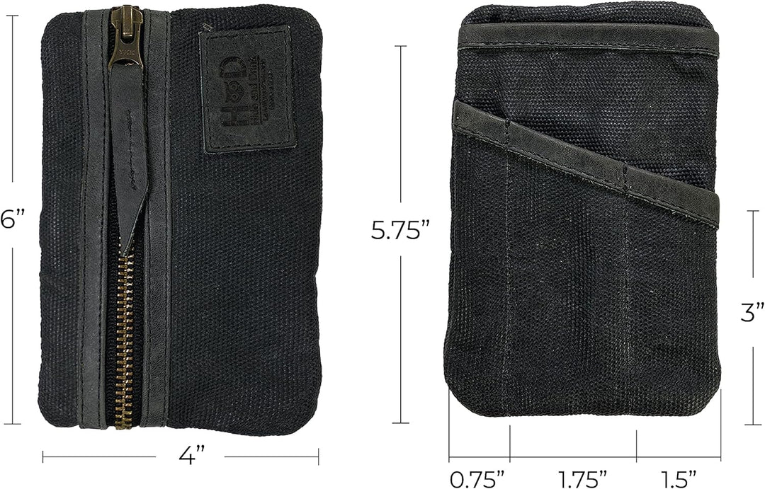 Hide & Drink, Multitool-Tasche, handgefertigt aus gewachstem Segeltuch und Vollnarbenleder Dunkelgra