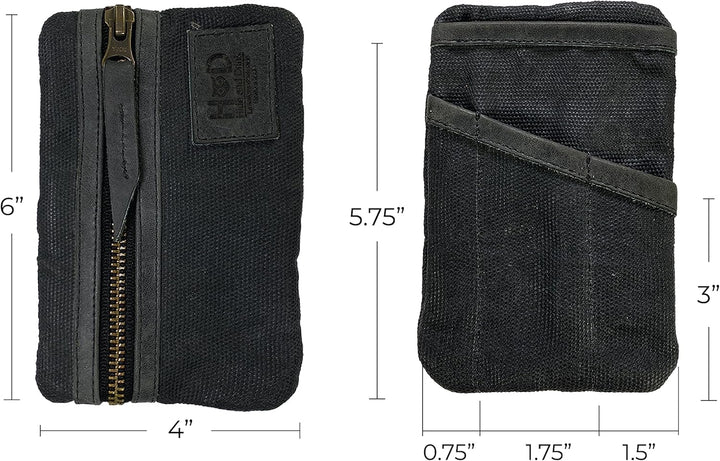 Hide & Drink, Multitool-Tasche, handgefertigt aus gewachstem Segeltuch und Vollnarbenleder Dunkelgra