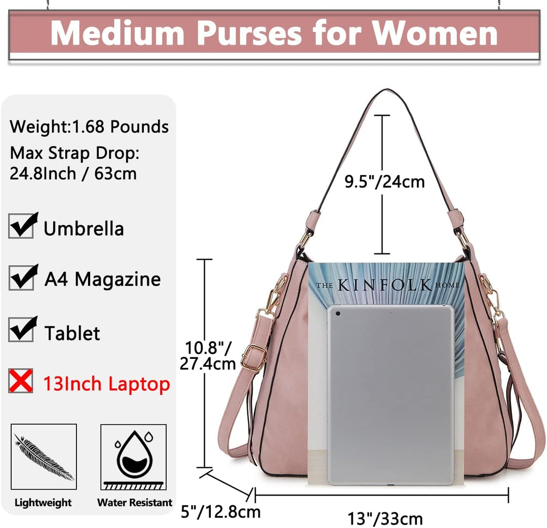 VX VONXURY Handtaschen für Frauen, Medium Vegan Leder Hobo Taschen Geldbörse für Damen Rosa, Rosa
