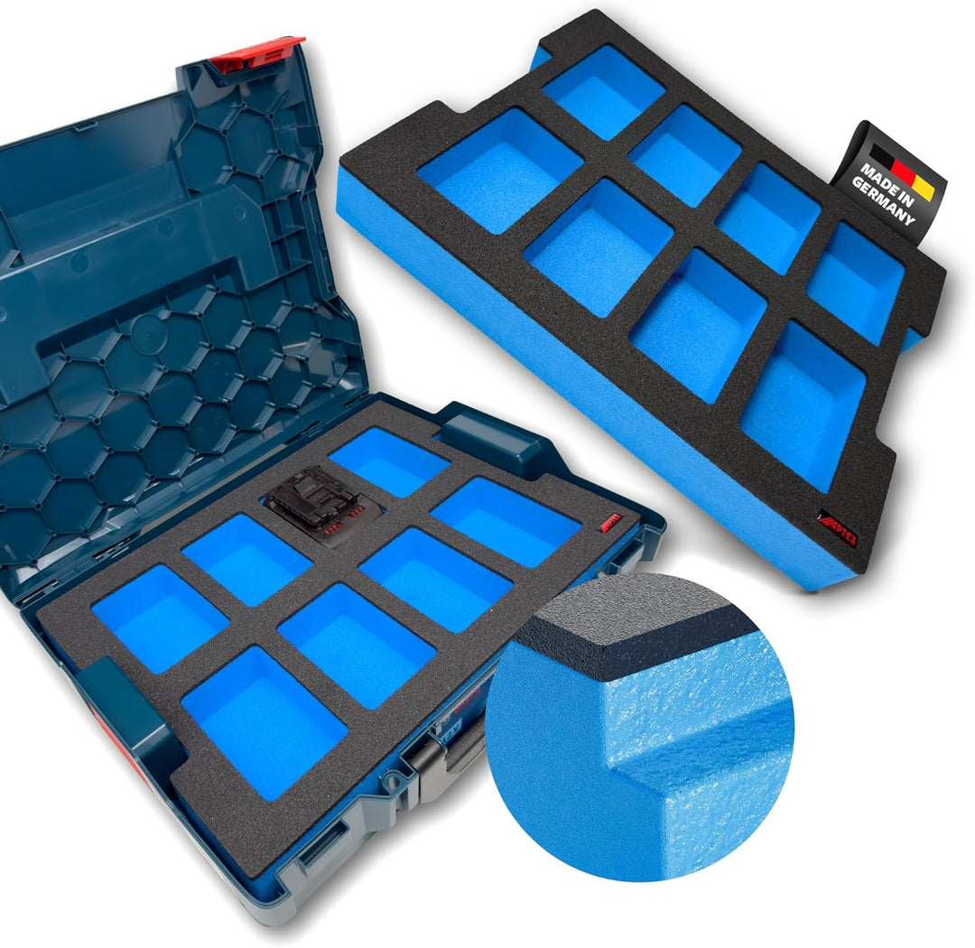 APTEX Schaumeinlage passend für 8x Bosch Akkus GBA 18V (kein ProCore) für L-Boxx 102 G4, 136 G4, LB4